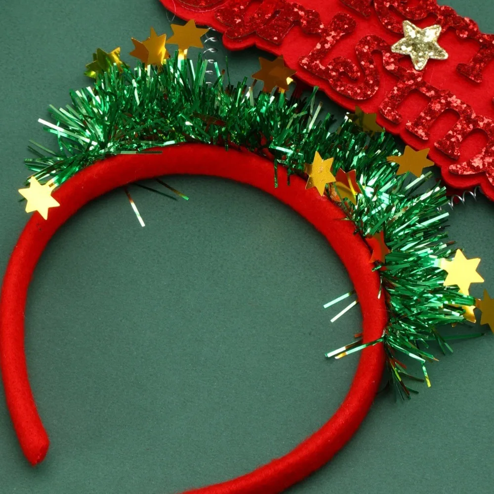 Bando Natal dapat diatur dekorasi Natal hadiah Tahun Baru bando rambut pohon Natal warna-warni cocok lingkaran rambut Natal