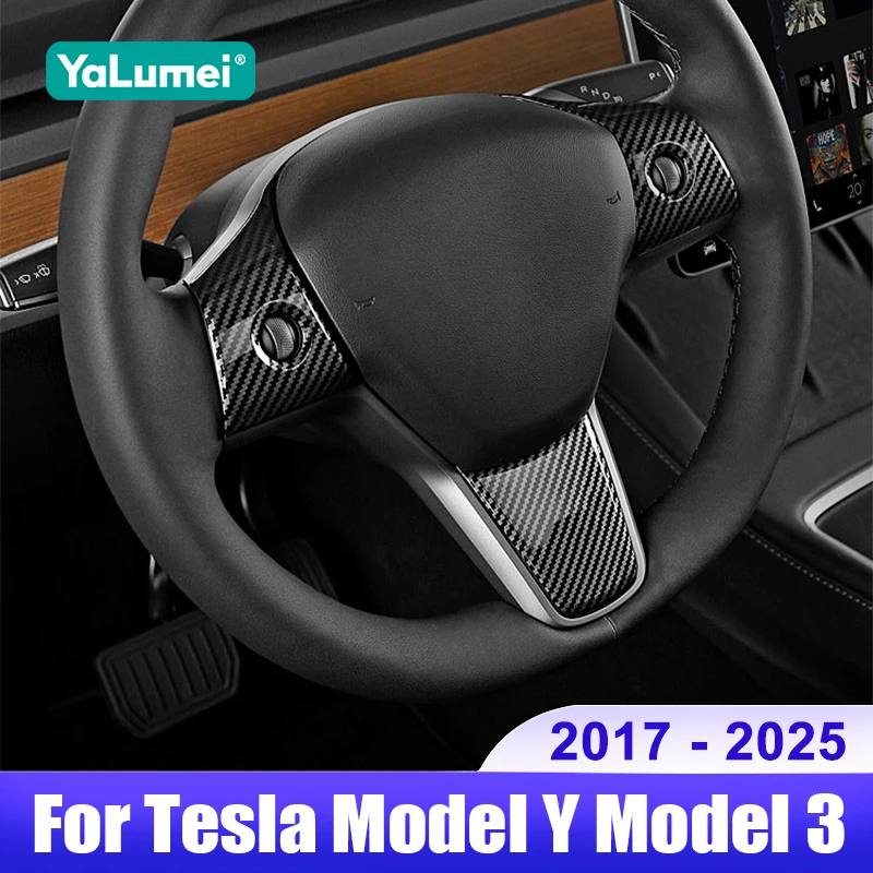 

For Tesla Model Y Model 3 2017 2018 2019 2020 2021 2022 2023 2024 2025 Car Steering Wheel Button Trim Cover Accessories