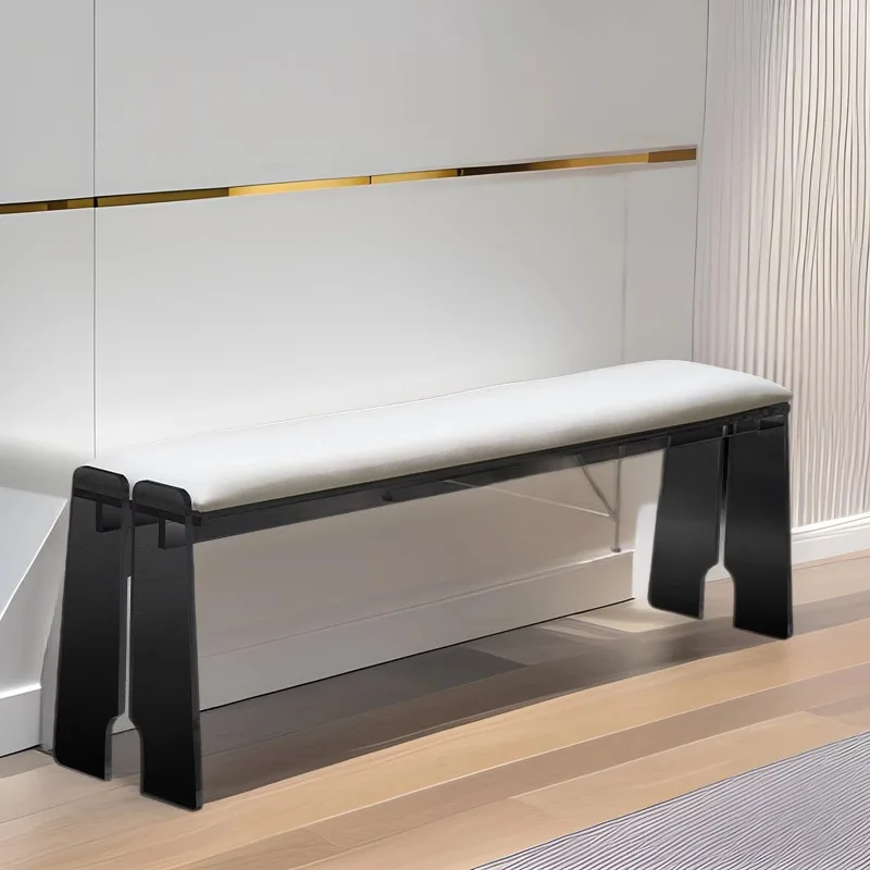 Simple cream minimalist style bench dining chair household living room entrance solid wood bench end of bed makeup shoe change