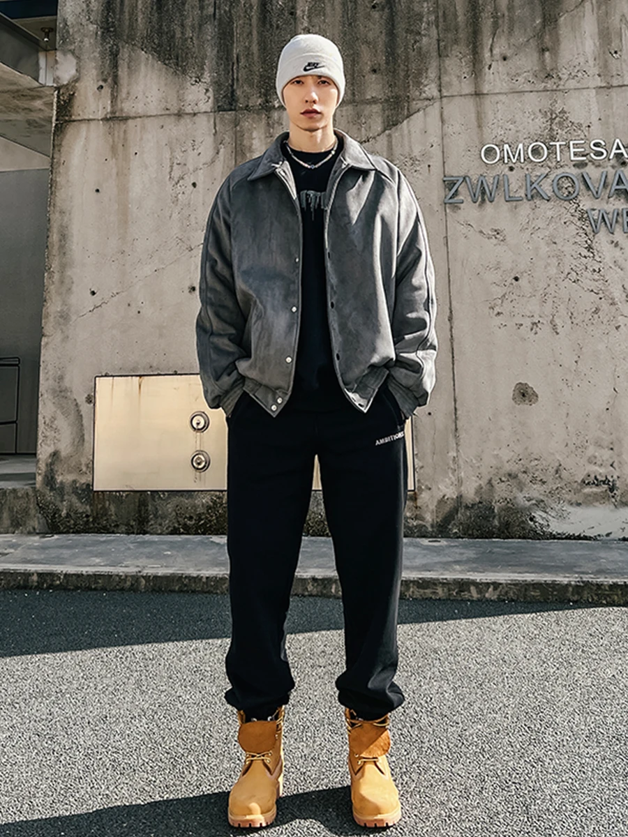 

Осень-зима, новый тяжелый замшевый джет, мужской свободный бейсбольный джерт Ameika, винтажный американский ретро-джат, модный молодежный джерт