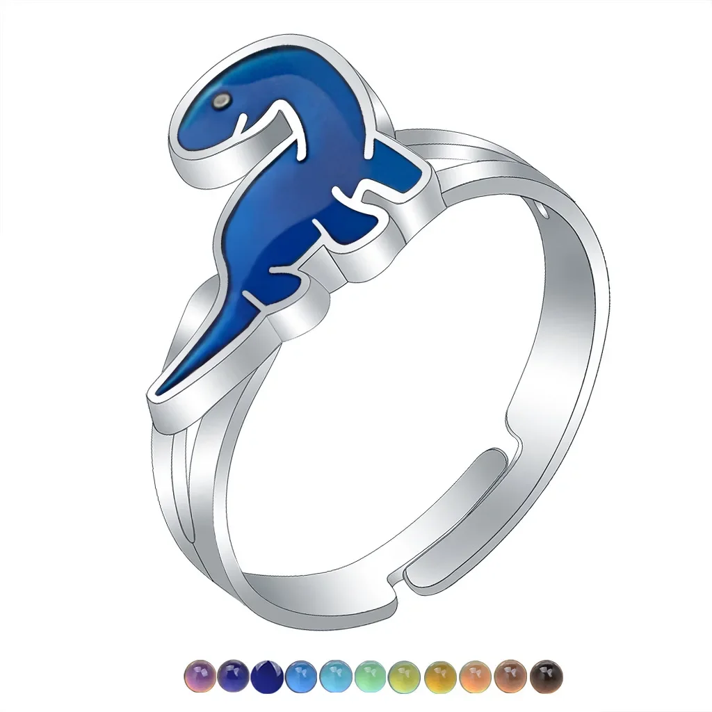 Mood Rings Cartoon Children Long-tailed Dinosaur Ring Adjustable Vintage Jewelry for Women Anillos Mujer