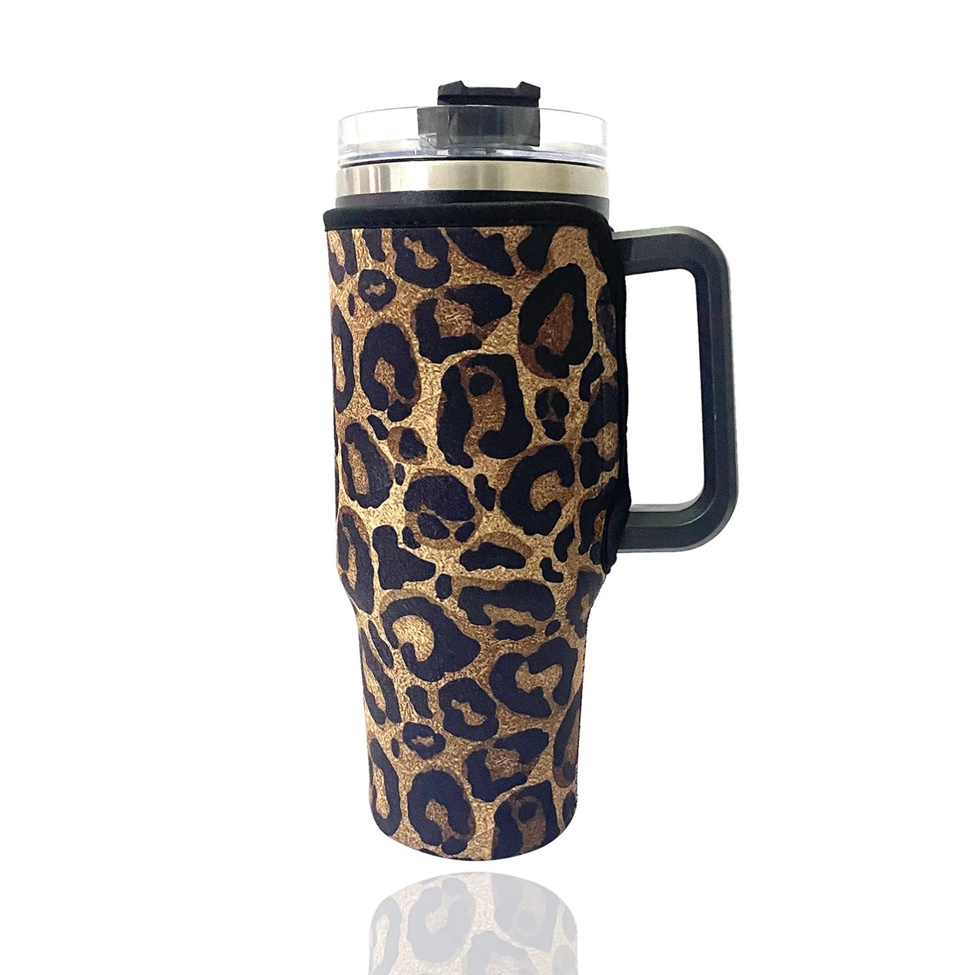 Fashion Insulated Cup Cover 40oz Waterproof Cup Sleeve Leopard Print Protect Bottle Covers for Traveling