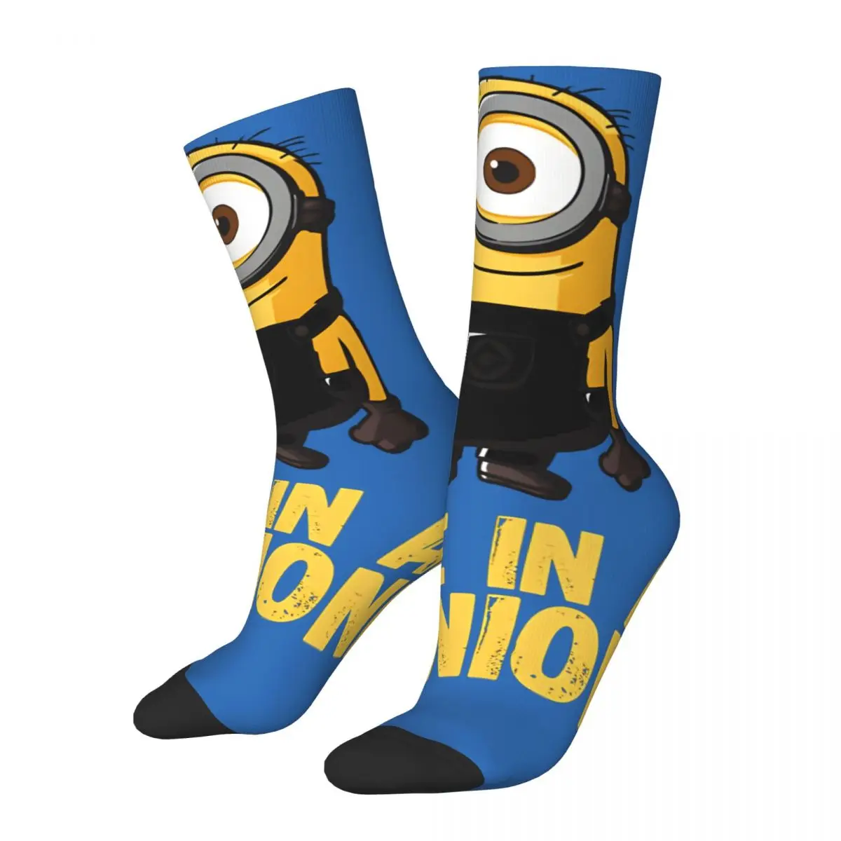 Crazy compression Despicable Me Minions One In A Minion Yellow Text Portrait Sock for Men Vintage Despicable Me Minions Sock