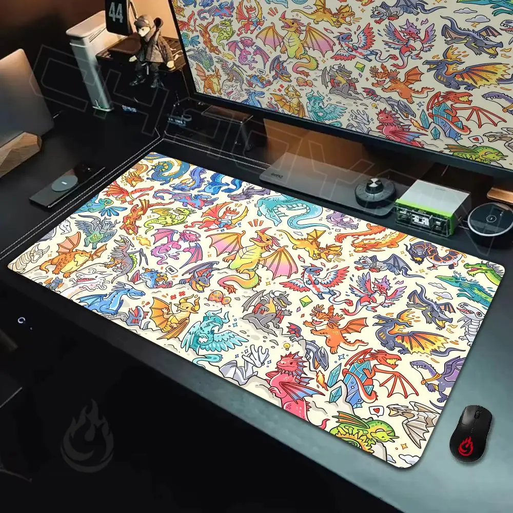 Fun dragon collage pattern Mouse Pad Large Computer Office Game Table Mats Rubber Anti-slip XXL Mouse Mat HDP Long Desk Pads