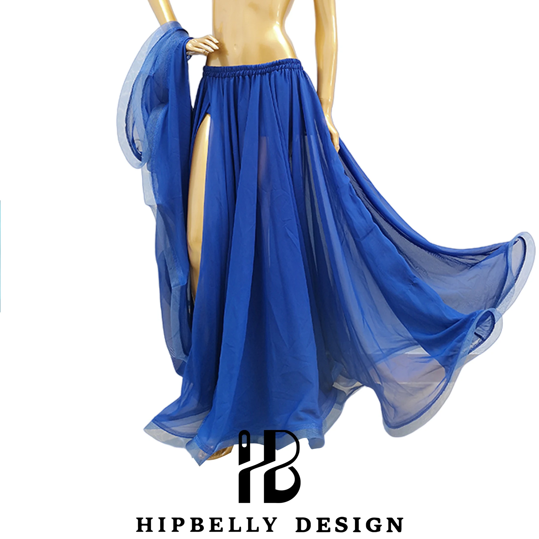 تنورة الرقص الشرقي الشيفون مزدوجة الشق الأذن تنورة الشاش تنورة عالية الشق تنورة للنساء الكبار أداء ممارسة اللباس وتتسابق