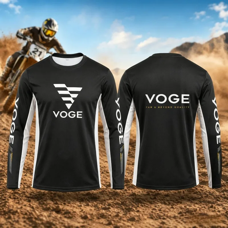 Unisex Motocross Inspired Long Sleeve Jersey 3D Print Voge Logo Graphic Breathable Quick Dry Offroad Riding Sports Top Kids