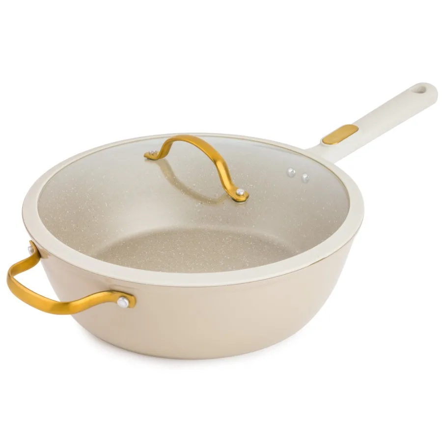 

Thyme and Table 12 in Nonstick Aluminum Skillets with Tempered Glass Lid Taupe