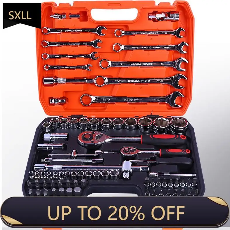 

SXLL 82 шт. домашний комплект для ремонта автомобилей включает торцевой ключ и отвертку с храповым механизмом и дрелью в коробке для станков