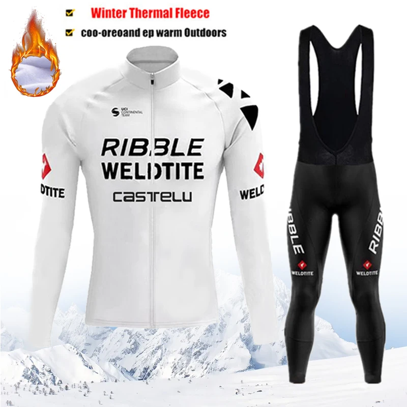 

Зимний комплект велосипедных трикотажных изделий RIBBLE MTB, одежда для велосипеда Maillot Ropa Ciclismo Invierno, термофлисовая одежда для велоспорта