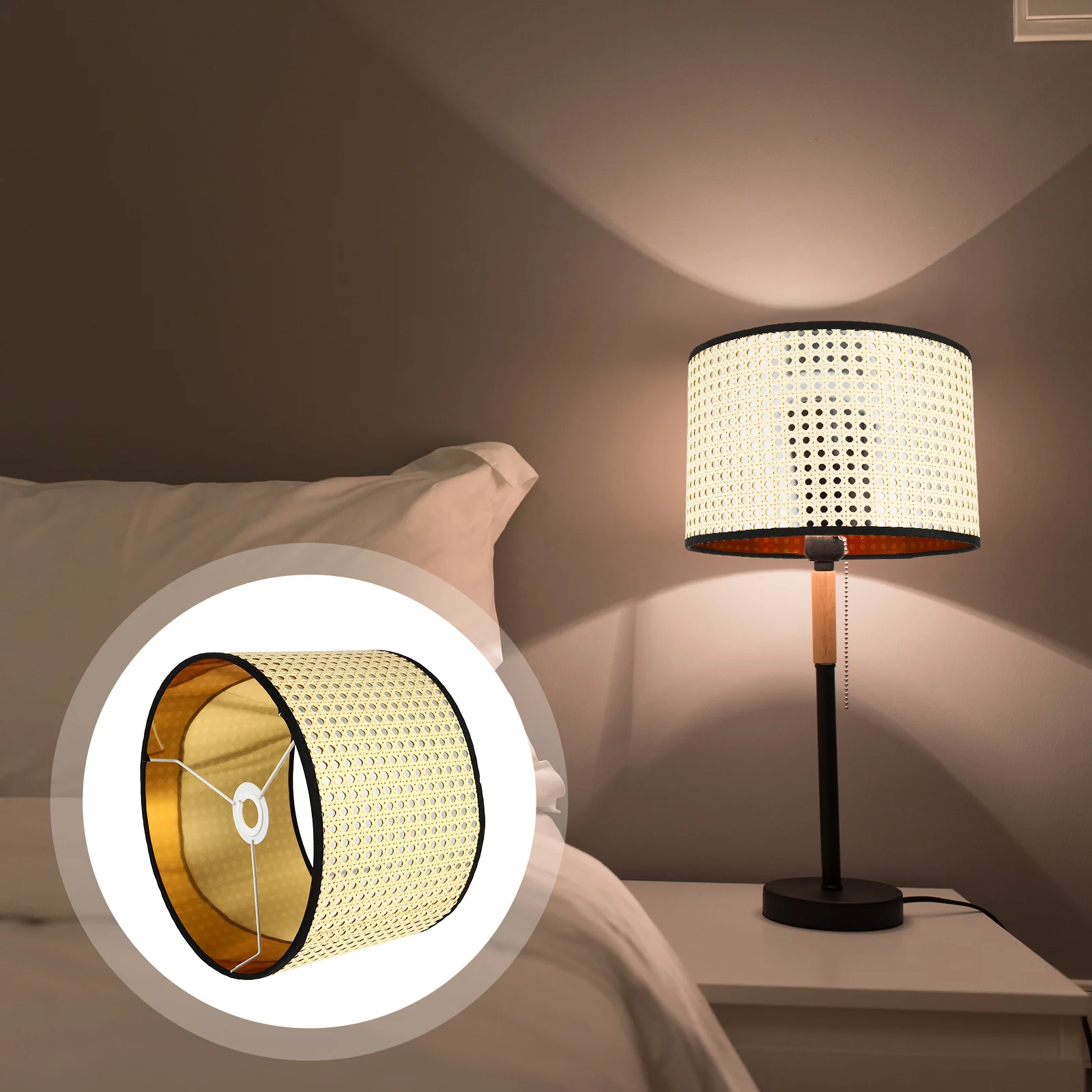 

E14 E27 Socket Six Hexagon Lampshade Sturdy Bamboo Iron Material Elegant Simple Design Home Hotel Study Small Lamp Shades