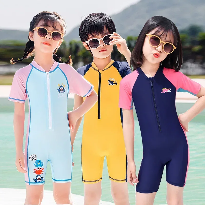 One-piece Swimsuit Children\'s Small Dinosaur Sunscreen Swimsuit Swimsuit Swimsuit Children Boys and Girls Summer Beach Wear