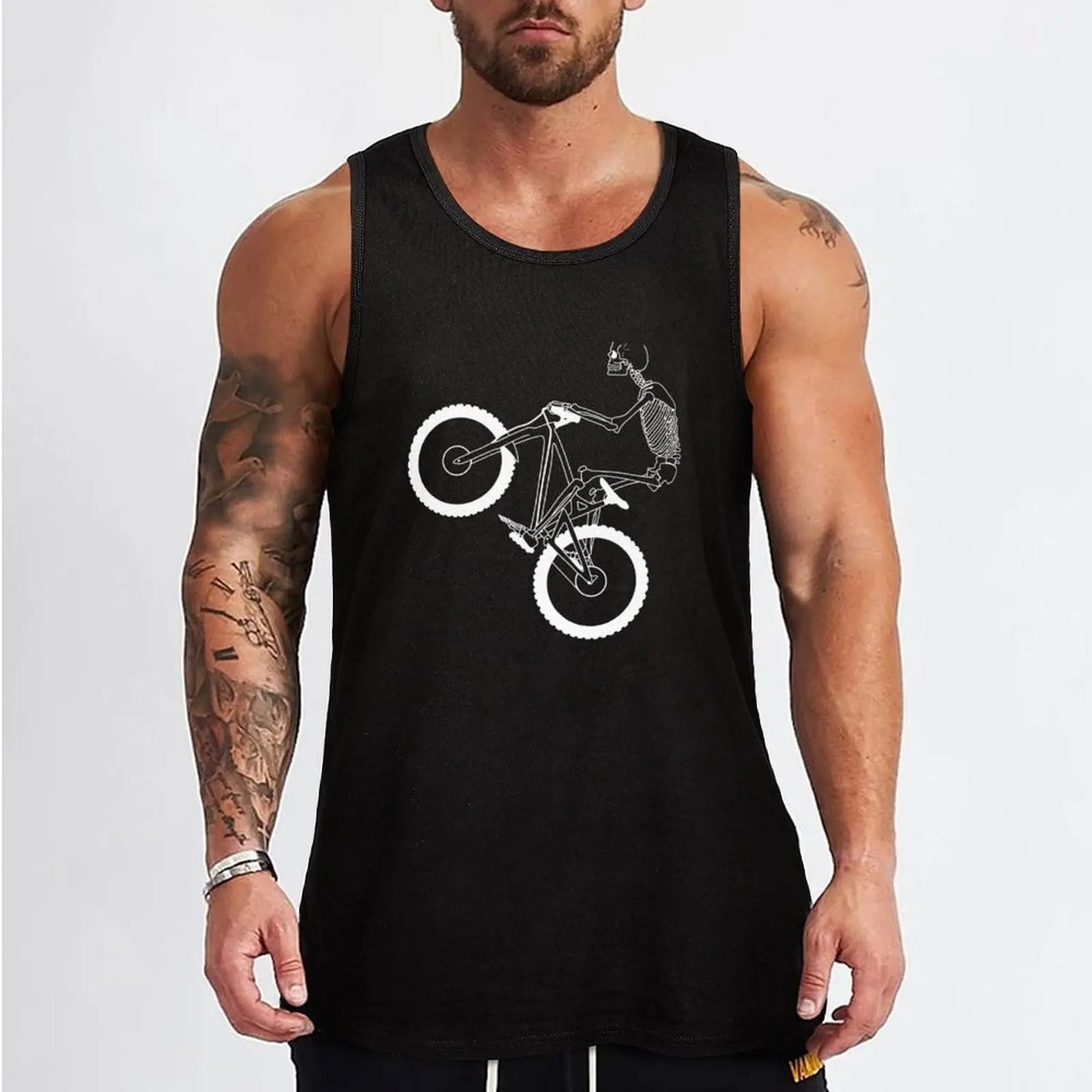 Mountain Biking Skeleton Inverted Tank Top Man clothes for gym Men's gym t-shirt