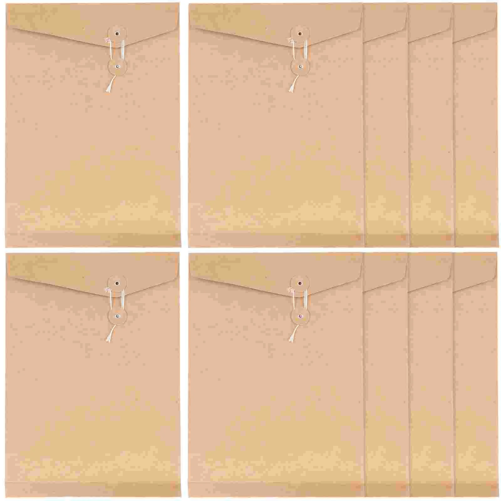 10 Pcs Kraft Paper Bag File Organizer Envelope Fasteners Card Envelopes Document Holder Folder String