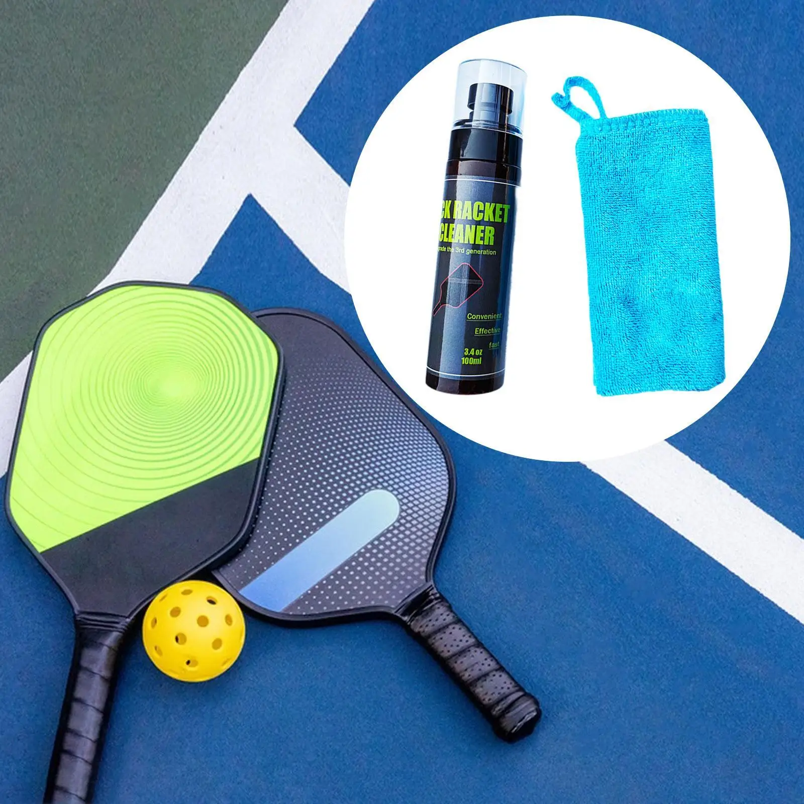 Pickleball Paddle Cleaner 100 ml with Dry Towel Lightweight Improves Rotate and Accuracy Paddle Cleaning Agent Paddle Care Kit