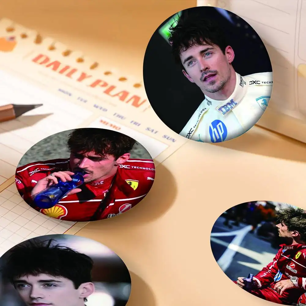 Racing C-Charles 16 L-Leclerc Pins Badges Round Laser Badge Brooch Clothes Backpack Accessories