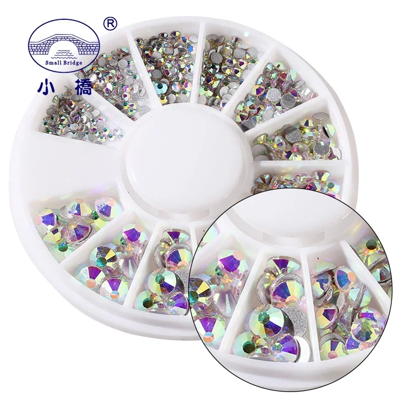 SS3-SS20 White AB Glass Rhinestones For Nails Art Decorations Glitter Garment Beads FlatBack Strass Crystal 500pcs In Wheel