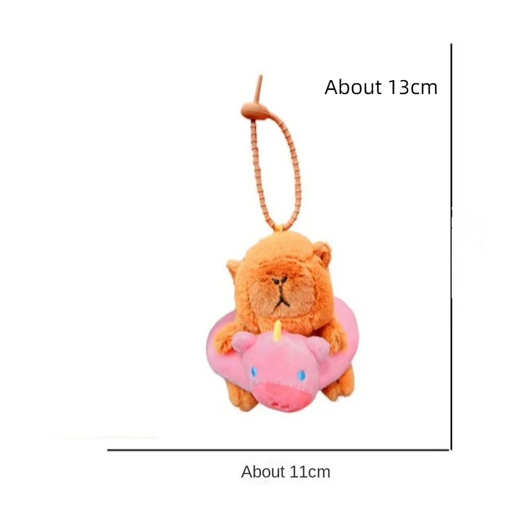 Cartoon Plush Capybara Keychain Guinea Pig with Swim Ring Fluffty Animal Doll Stuffed Animals Soft Simulation Capybara Pendant