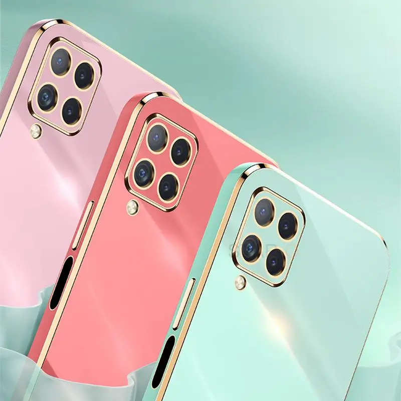 Funda de teléfono con soporte de anillo chapado de lujo para Samsung Galaxy A12 A22 4g 5g A51 A71 A31 A21s A50 funda con soporte de silicona A 12 51