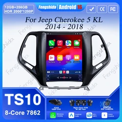 Car Radio Android 14 For Jeep Cherokee 5 KL 2014 - 2018 Style Tesla 9. 7Inch Wireless Carplay AutoRadio Car Multimedia DSP