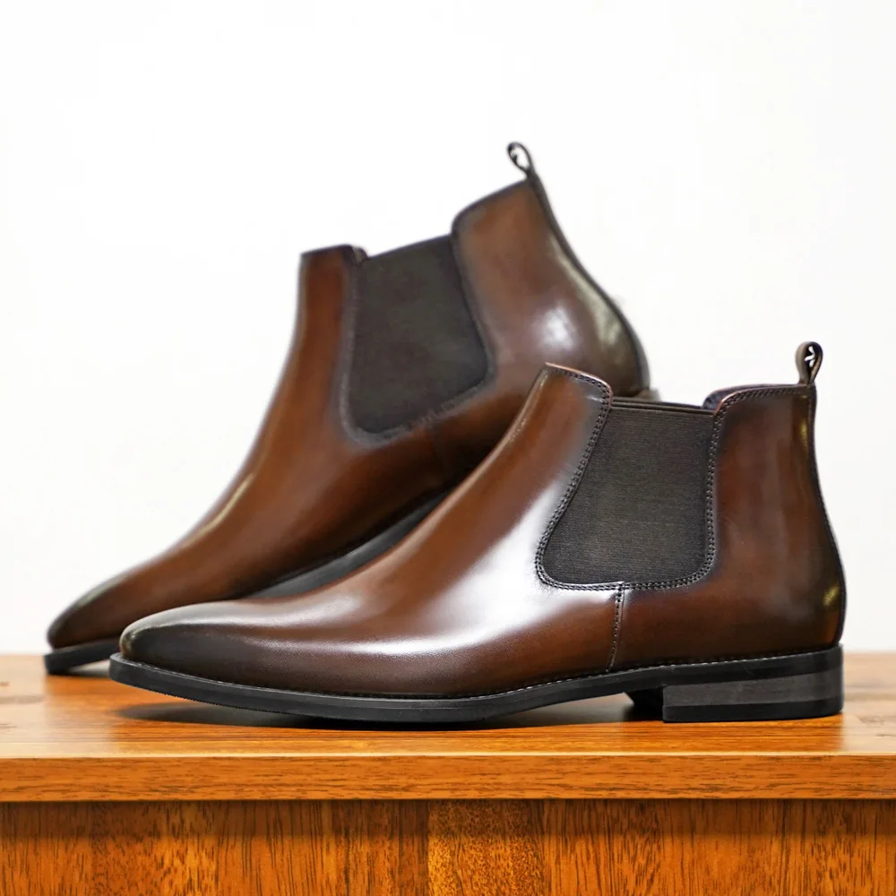 Men's Chelsea Boots Retro Ankle Boot Handmade Leather Boot High Top Casual Boots for Men Classic Business Dress Boots Botas2025