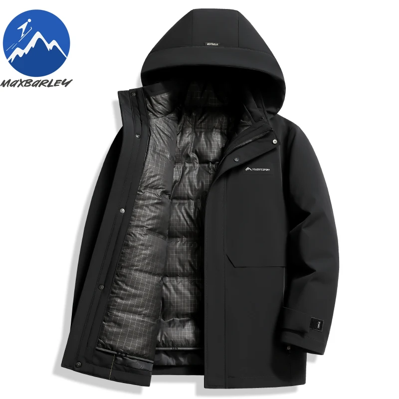 COMXZ Men Lightweight Down Jacket Winter 2025 Korean Luxury Detachable White Duck Down Lined Jacket Snow Warm Hooded Puffer Coat