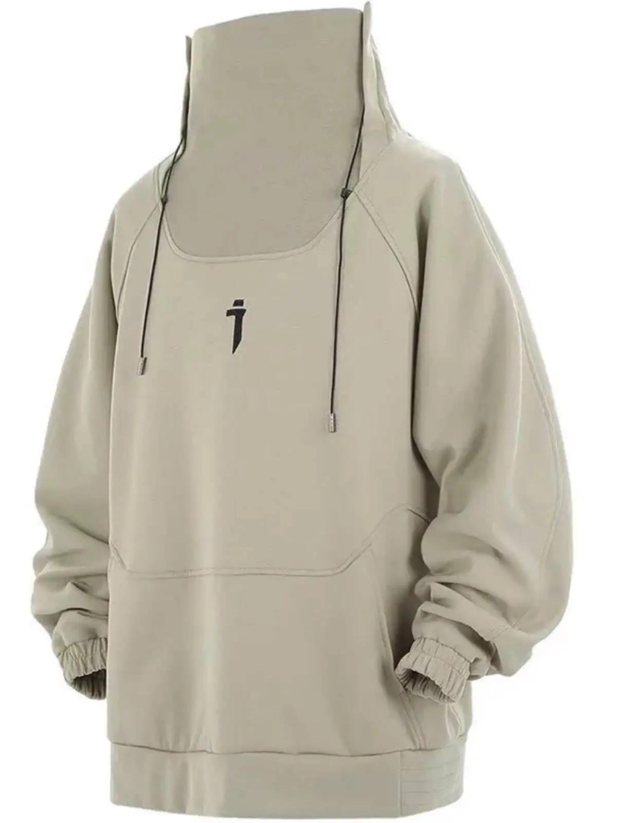 Autumn Winter 300lbs Plus Size Men's Street Dance Hip Hop Turtleneck Techwear Hoodie   Long Sleeve Loose Stand Collar