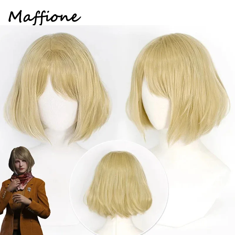 2025 yiyiGame Biohazard Resistant 4 Ashley Graham Cosplay Wig Costume Heat Synthetic Hair Halloween Carnival Disguise Suits Acce