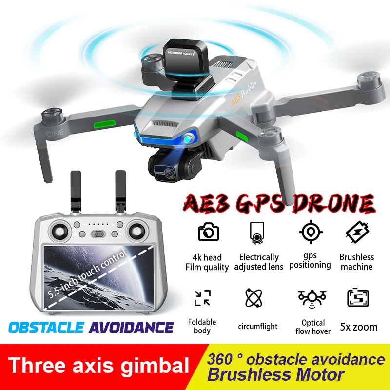 

AE3 MAX+ 4K Drone With 4K Camera EIS 3-Axis Gimbal RC Quadcopter Brushless FPV 6KM Remote Flight HD Camera Mini Drone Boys Toy