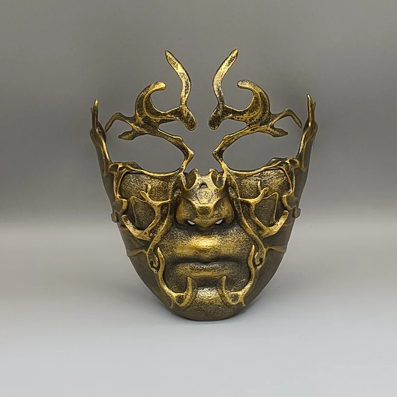 Golden Samurai Armor Mask half Face Mask Anime Resin Warrior Cosplay Accessory Party Favors Vintage Halloween Mask