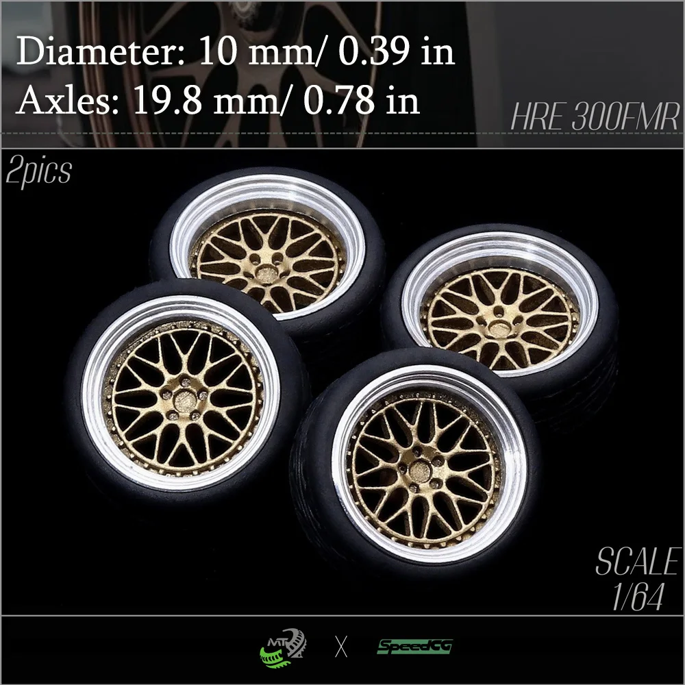 

Speedcg 1/64 Metal Outer Ring Wheels Diameter 10mm&11mm with Rubber Tires Kit Luxury Diecast Model Car Tomica Racing Car