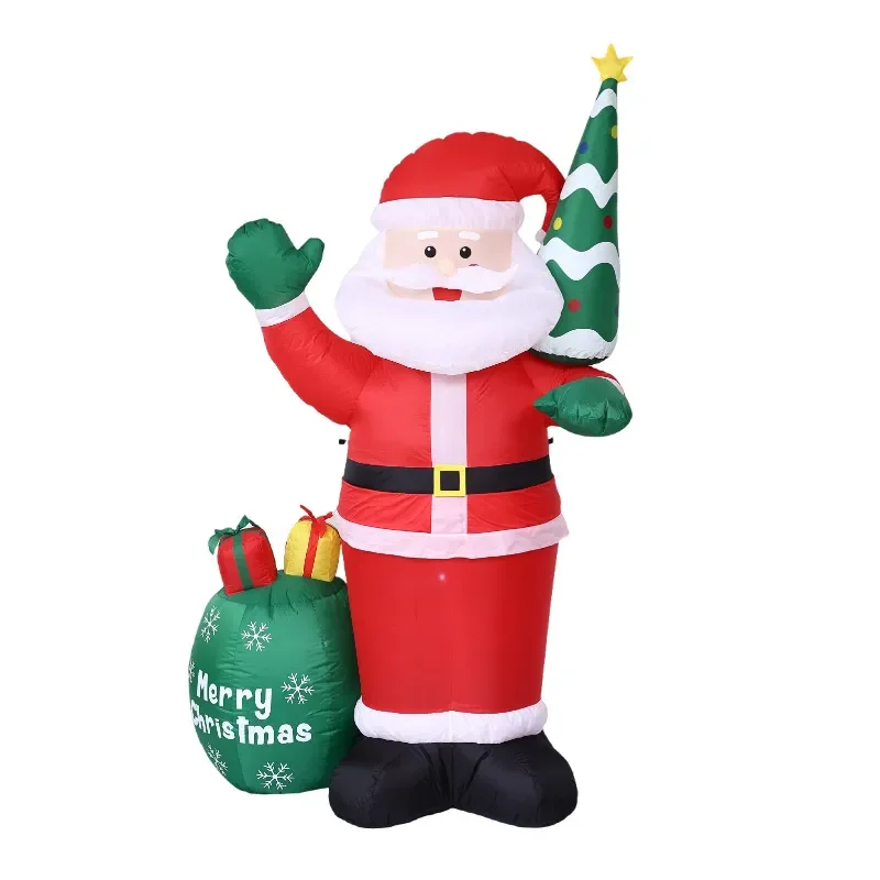 Christmas Inflatable Decoration 2.4 Meter Tree Gift Bag Santa LED Lights Holiday Ornament, Cross-border