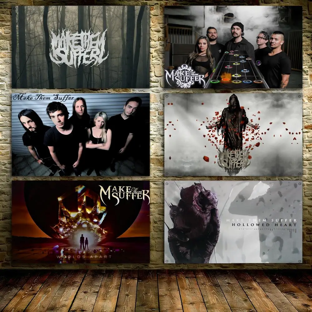 MAKE THEM S-SUFFER Rock Flags 3x5 Ft custom Banner for Garage Door room decor Wall Out Decoration With Metal buckle