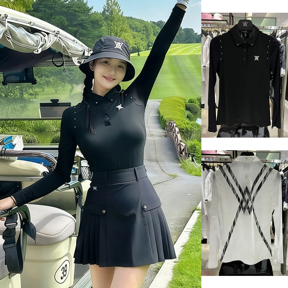 2026 Summer New Korean Style Golf Outdoor Moisture-Wicking UV Protection Breathable Active Stretch Long Sleeve Print Women's Top