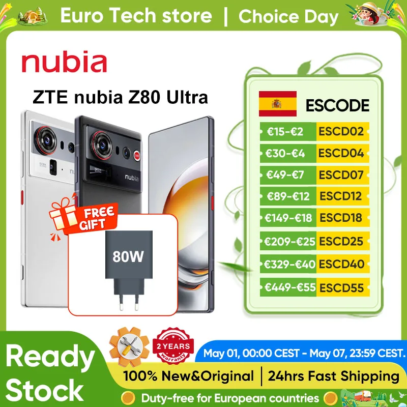 ZTE nubia Z80 Ultra 5G Smartphon versión Global Snapdragon 8 Elite Gen 5 7200mAh 6,85 ''144Hz pantalla Oled 90W carga rápida