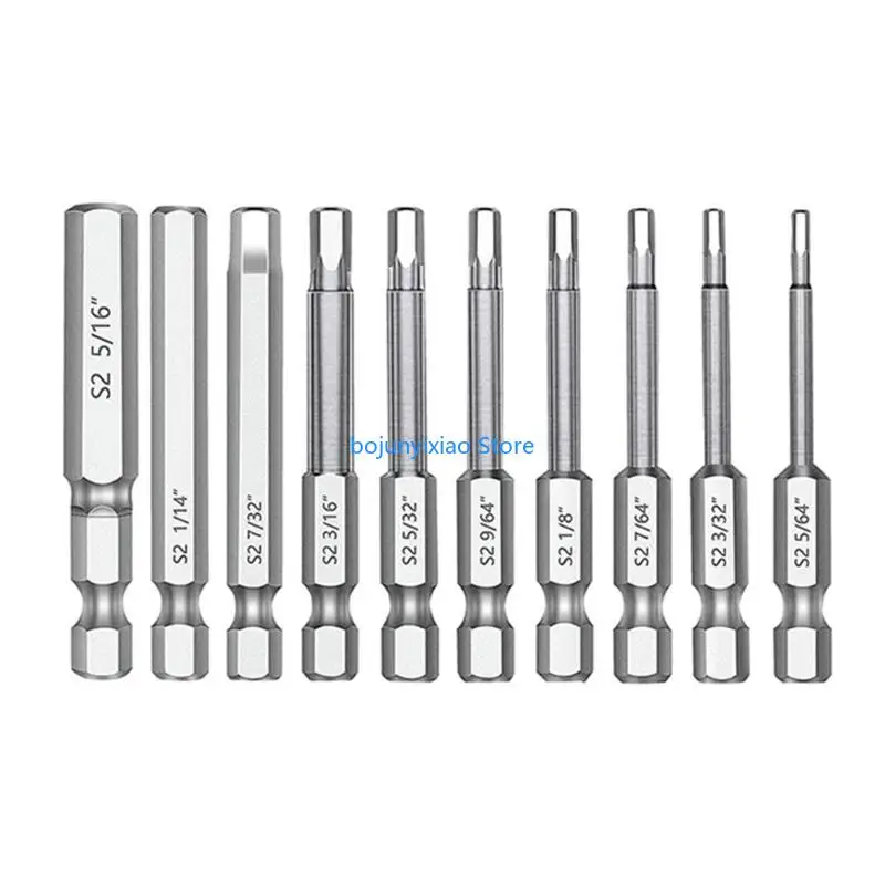 

900b 10pcs Магнитная отвертка биты устанавливают основные инструменты длительные стали 5/64 3/32 7/64 1/8 9/64 5/32 3/16 7/32