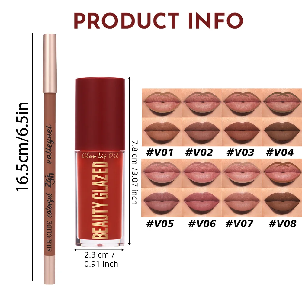 3 Teile/satz Matte Samt Lip Liner Lip Öl Set Lip Combo Set Langlebig Transparent Lip Öl Wasserdicht Lipliner Lip Make-Up