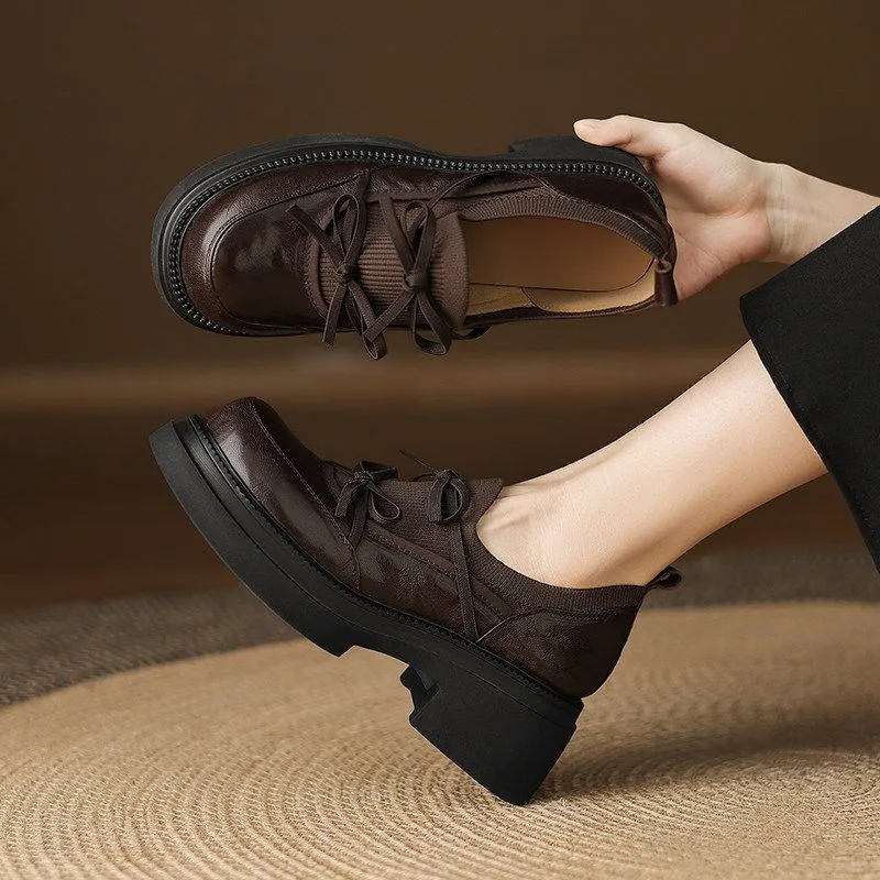 

Женские туфли на толстой подошве с круглым носком, на широком каблуке, водонепроницаемые, на платформе, модные, универсальные, удобные, нескользящие, дышащие