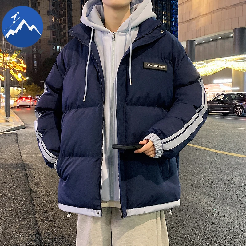 

Maxbarley 2025 New Winter Cotton Jacket Men K-Pop Casual Thick Warm Fake 2 padded Hooded Padding Jacket Harajuku Ski Padded Coat