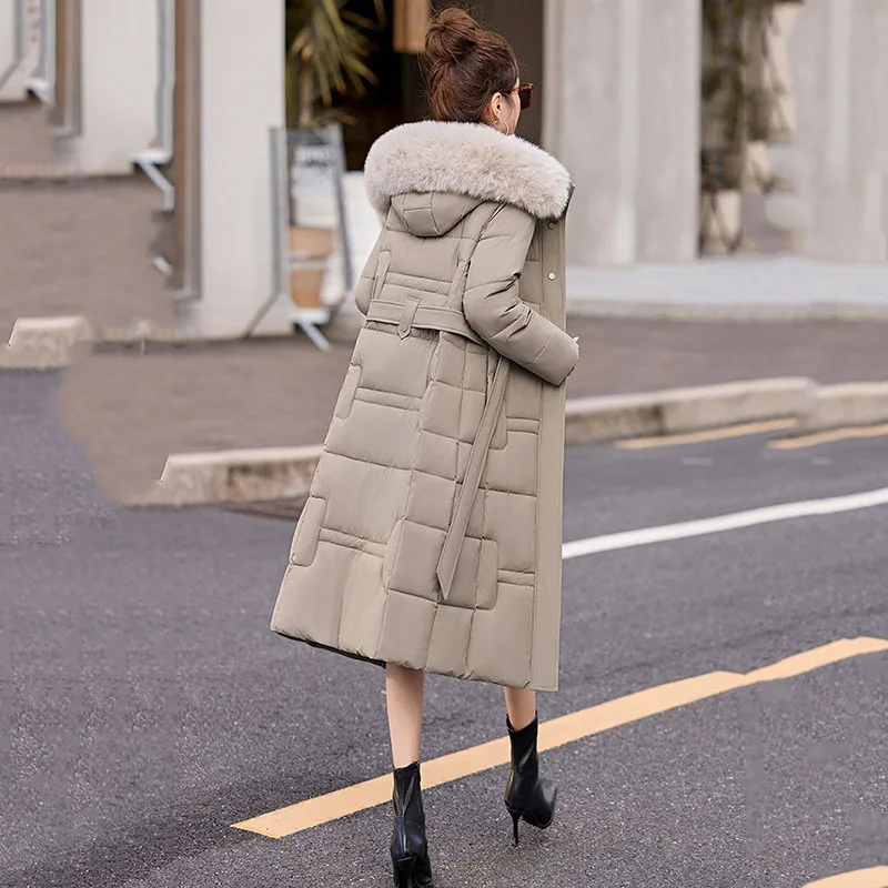 2025년 겨울 신상 여성 다운 재킷 패션 고품질 따뜻한 솜 패딩 코트 여성 롱 오버코트 후드 외투 상의