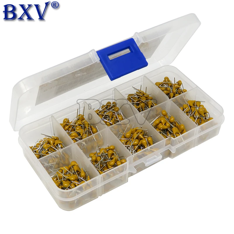 500PCS/LOT 10Values*50pcs 0.1uf-10uf(104~106) 50v Multilayer Ceramic Capacitors Assorted Kit Assortment Set With Storage Box BXV