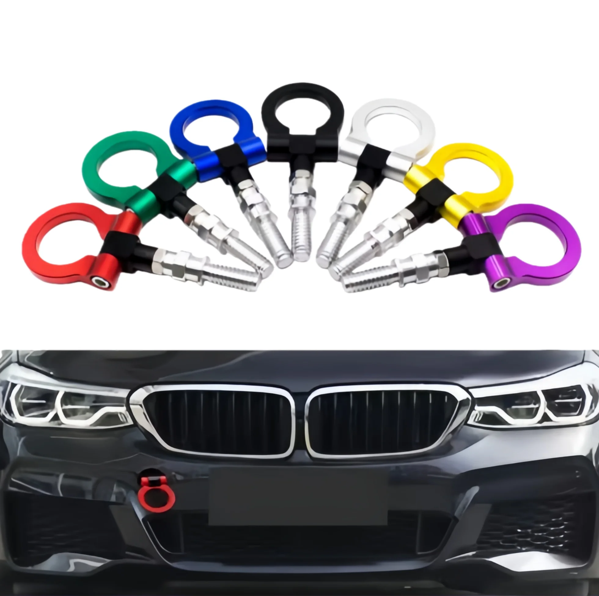 Gancho de remolque de carreras universal delantero trasero para barras de remolque de coches europeos BMW (azul rojo dorado negro plata)