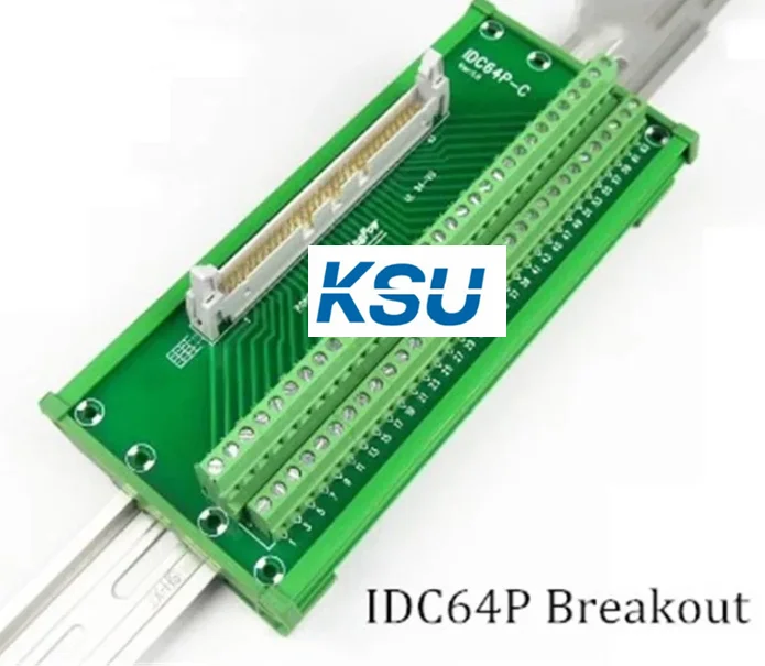 

IDC64P IDC 64-контактный разъем клеммной колодки ПЛК Релейные клеммы Разъем адаптера для монтажа на DIN-рейку