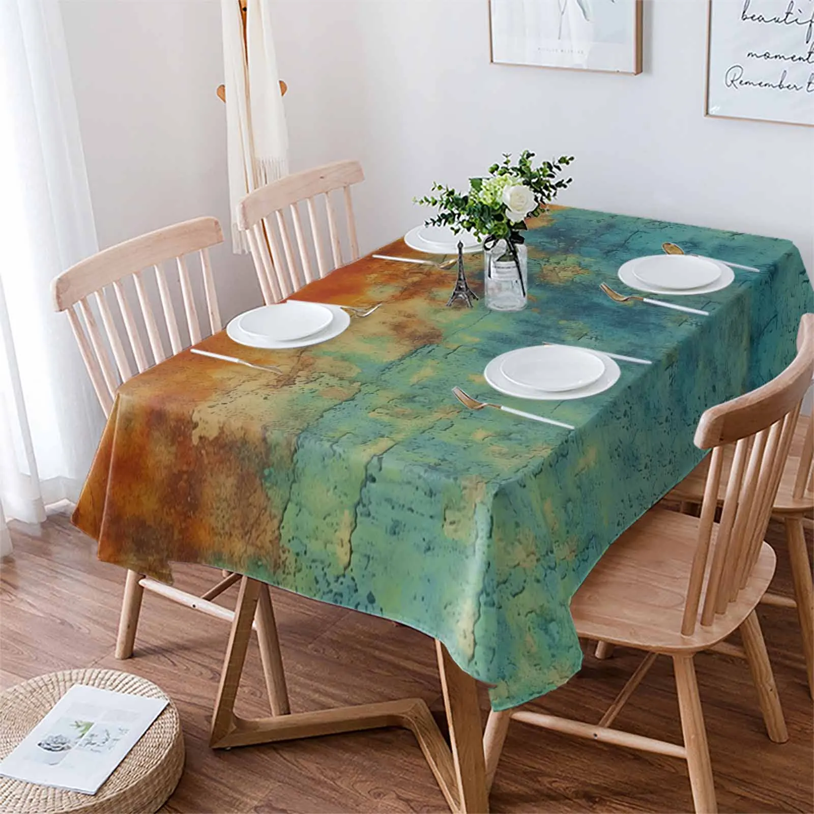 Abstract Streamline Modernist Marble Pattern Tablecloth Waterproof Dining Table Rectangular Round Tablecloth Kitchen Decoration