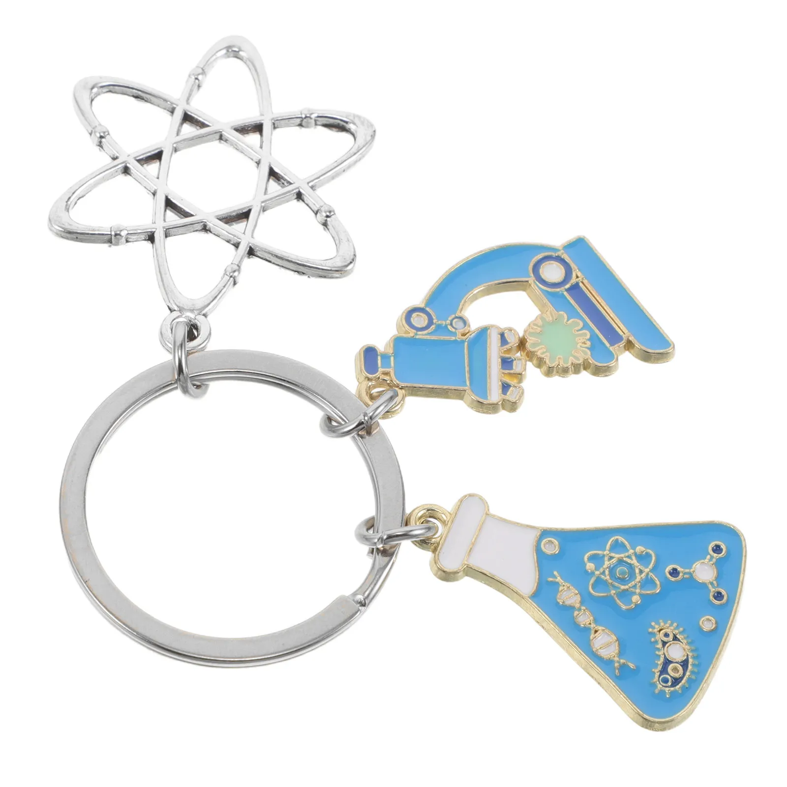 Science Keychain Creative Double Helix Dna Microscope Biology Chemistry Graduation Gift for Students Scientists