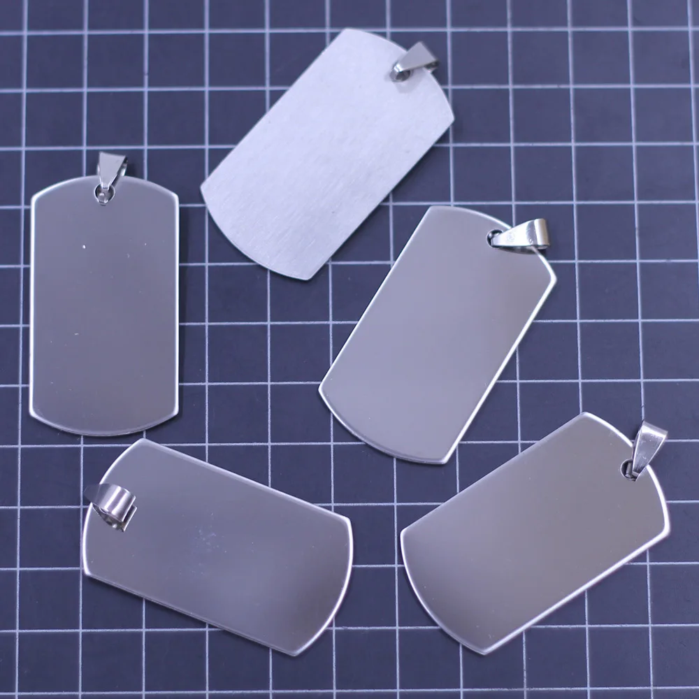 50Pcs Pendants Rectangle Blank Smooth Stamping Tags Stainless Steel Silver Tone Jewelry DIY Finding Charms 5x2.4cm(2