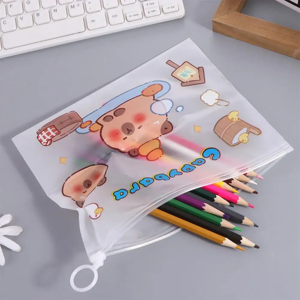 Large-capacity Capybara Transparent File Bag Waterproof Zippered Students Information Bag Light and Portable File Organizer