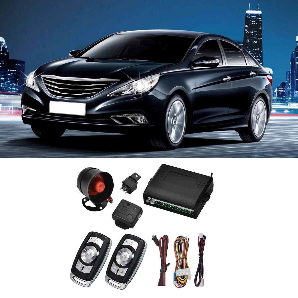 

Auto Anti-theft System Car Alarm Remote Control Buttons Burglar Sound Light Security
