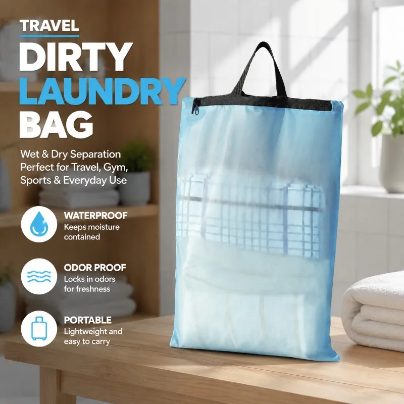 Travel Dirty‑laundry Storage Handbag Waterproof Odor‑proof Wet‑dry Separation Pouch for Gym Sports Outdoor Trip Business‑trip