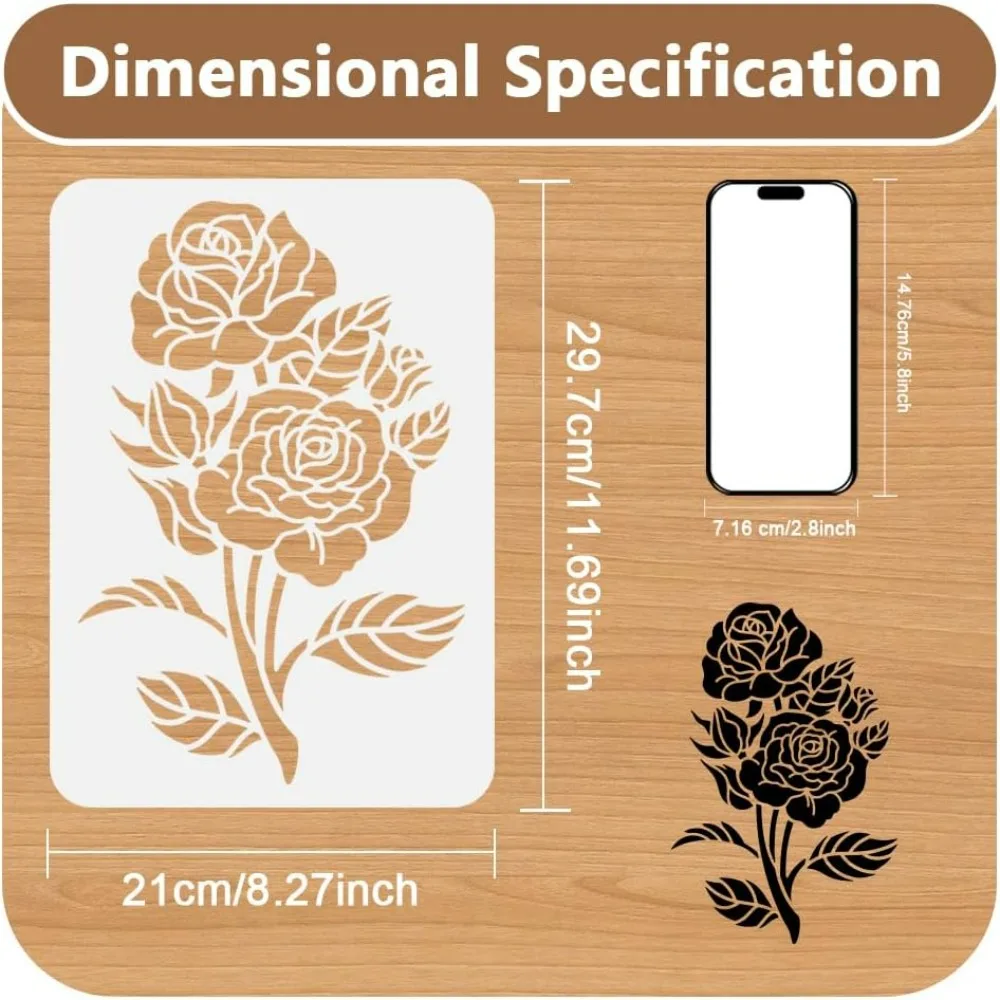 1pc Rose Bouquet Wall Stencil for Burning Flower Paint Template DIY Craft Art Stencil on Wood Fabric Canvas Furniture Journal