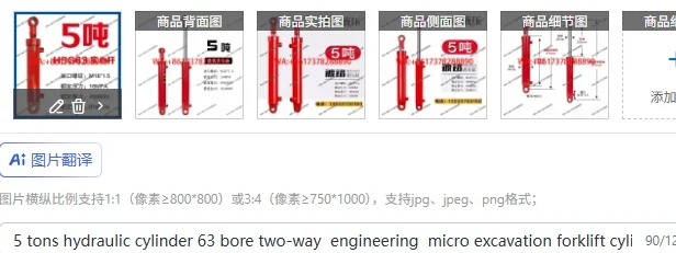5トン油圧シリンダー-63ボア-二方向エンジニアリング-マイクロ掘削フォークリフトシリンダー